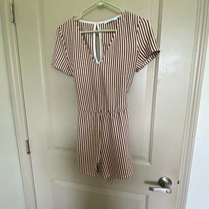 Brown and White Striped Zara Romper